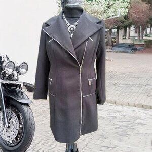 Black Biker Moto Stylish Coat Medium